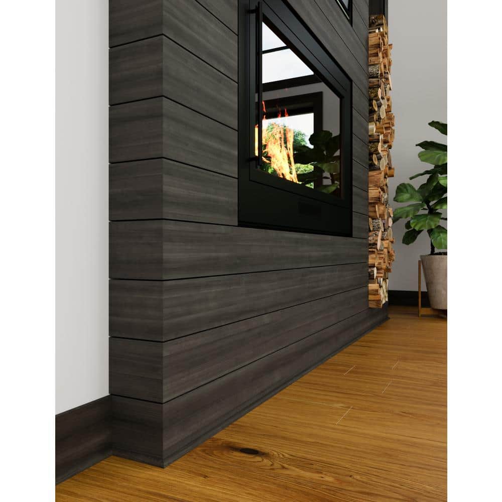 ORNAMENTAL 7/16 in. x 3-1/2 in. x 96 in. Prestained Black Wood Casing Moulding