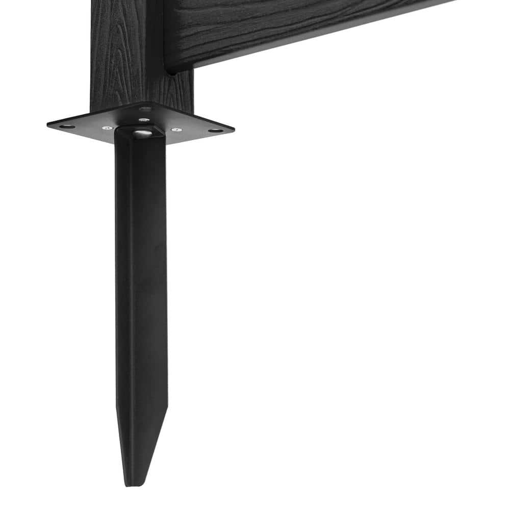 38 in. W x 46 in. H Black Outdoor No Dig Fence Poly Plastic Picket Fence Panel Decorative Garden Privacy Fence(4-Pack)