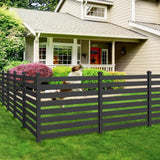 38 in. W x 46 in. H Black Outdoor No Dig Fence Poly Plastic Picket Fence Panel Decorative Garden Privacy Fence(4-Pack)