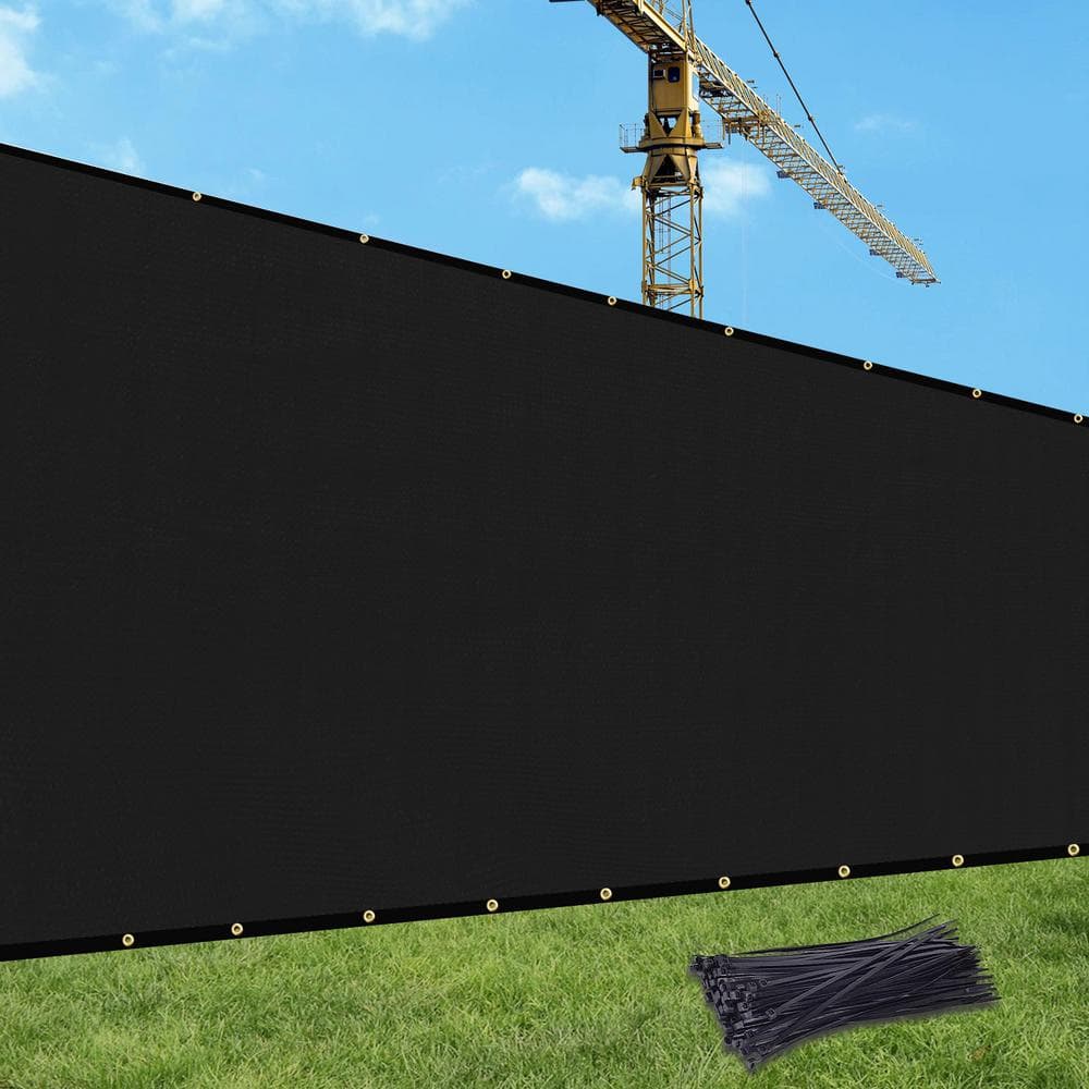Privacy Fence Screen 3 x 150 ft. Black Customized Outdoor Mesh Panels for Backyard, Construction Site with Zip Ties