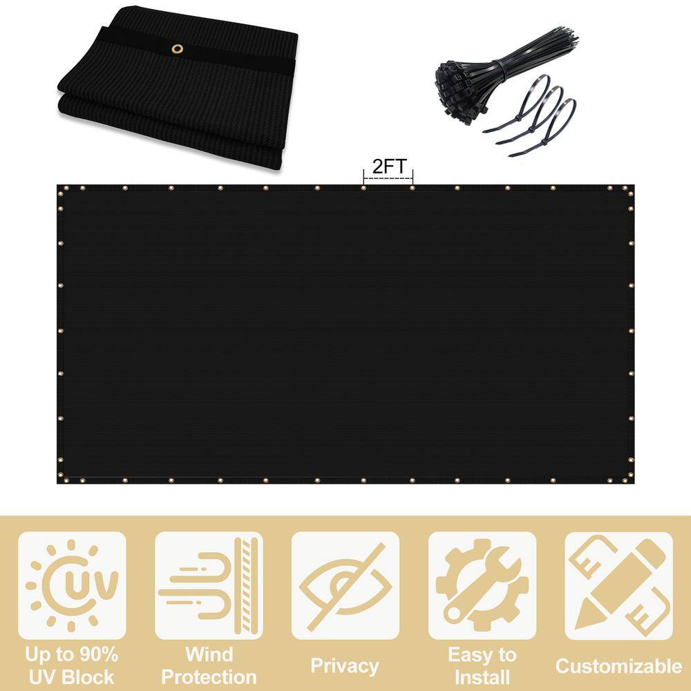 Privacy Fence Screen 5 x 300 ft. Black Customized Outdoor Mesh Panels for Backyard, Construction Site with Zip Ties
