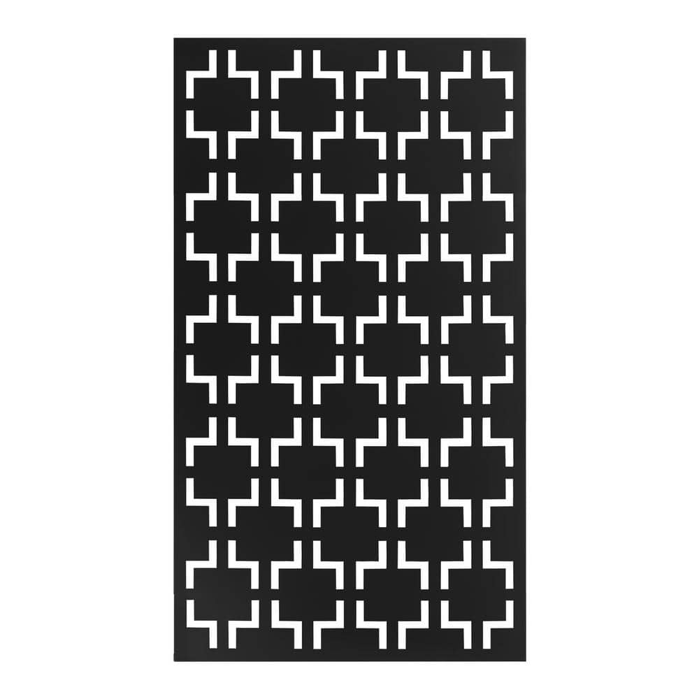 Decorative Outdoor Metal Privacy Screen Panel Checkered Pattern in Black