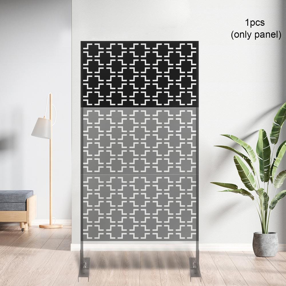 Decorative Outdoor Metal Privacy Screen Panel Checkered Pattern in Black