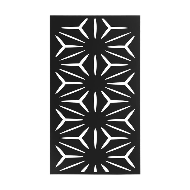 Decorative Outdoor Metal Privacy Screen Panel Flower Pattern in Black