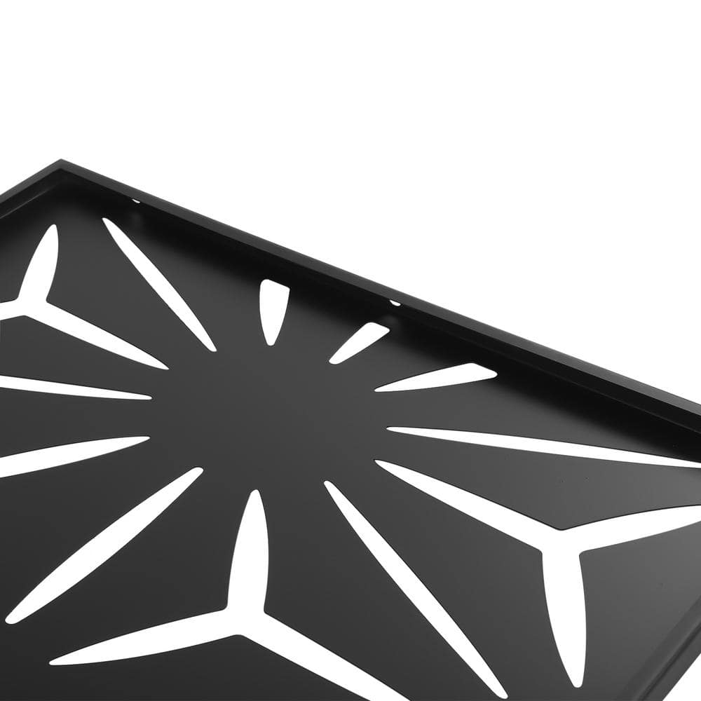Decorative Outdoor Metal Privacy Screen Panel Flower Pattern in Black