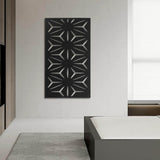 Decorative Outdoor Metal Privacy Screen Panel Flower Pattern in Black