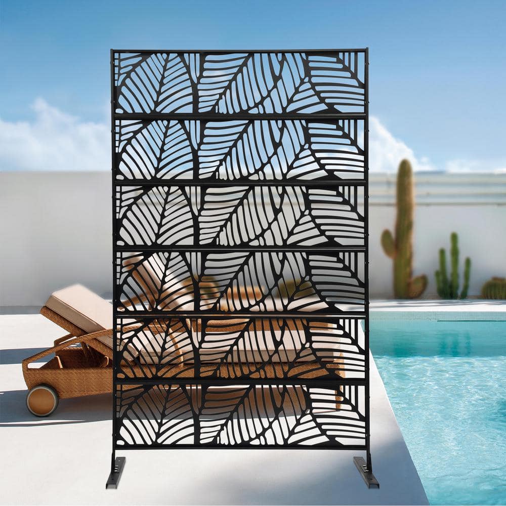 5.94 ft. x 3.72 ft. Black Hollow Outdoor Privacy Screens Freestanding Metal Privacy Fence Screen Decorative Room Divider