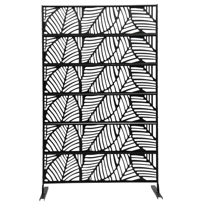 5.94 ft. x 3.72 ft. Black Hollow Outdoor Privacy Screens Freestanding Metal Privacy Fence Screen Decorative Room Divider