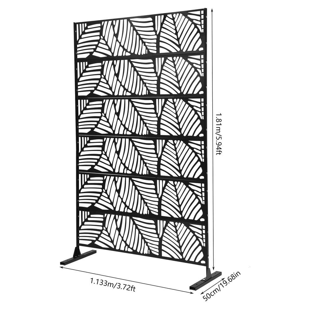 5.94 ft. x 3.72 ft. Black Hollow Outdoor Privacy Screens Freestanding Metal Privacy Fence Screen Decorative Room Divider