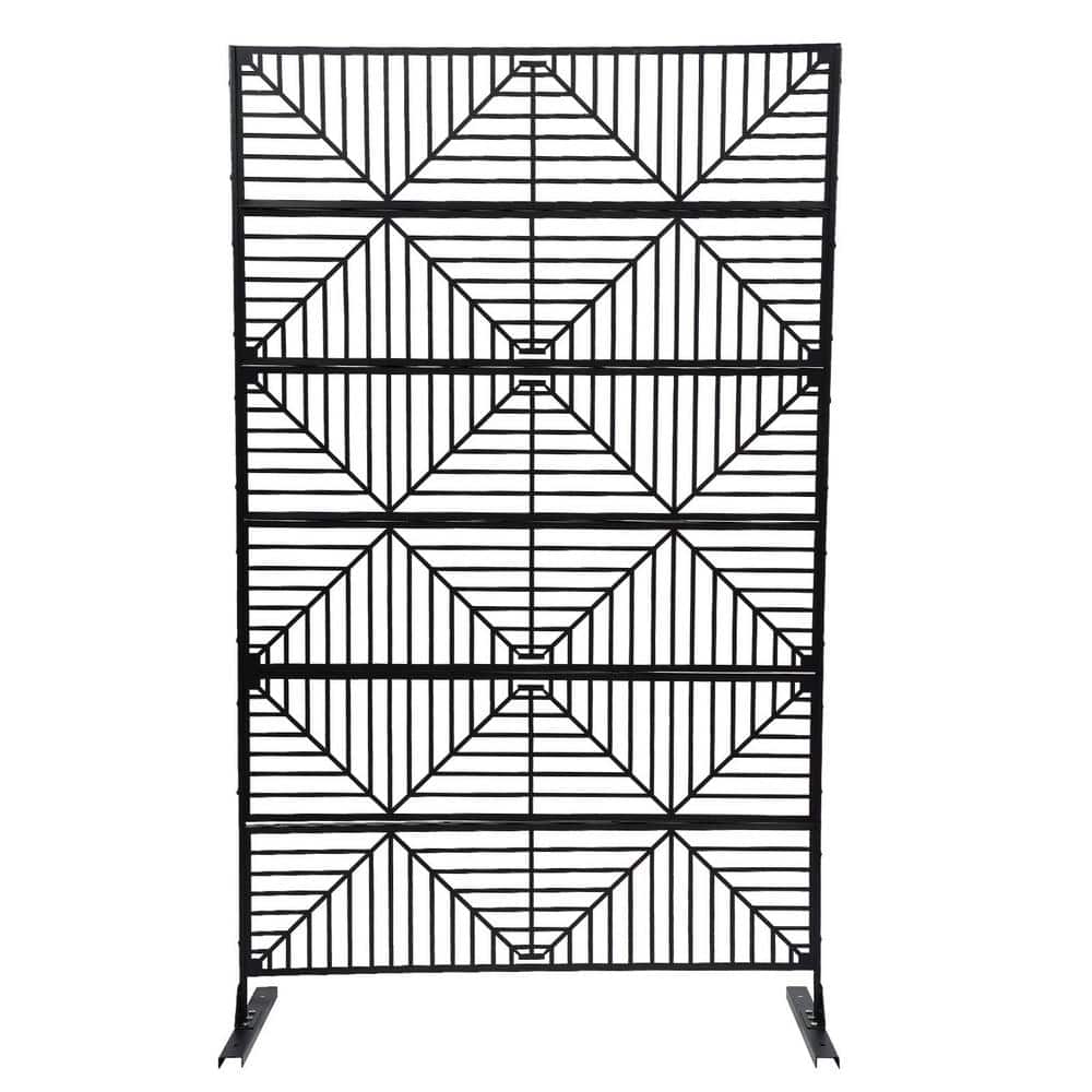 Black Steel Outdoor Privacy Screens for Patio Metal Privacy Fence Screen with Freestanding Decorative Room Divider