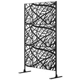 Outsunny 6.5FT Metal Outdoor Privacy Screen with Stand and Ground Stakes, Freestanding Privacy Fence Panel