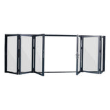 Eris 192 in. x 80 in. Center Opening/Outswing Double Tempered Glass Black Aluminum Folding Patio Door