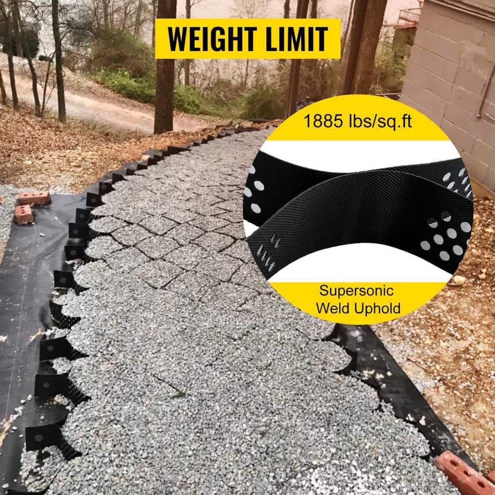 Unbranded Ground Grid 25 ft x 9.5 ft Rectangular Plastic Paver 1-Piece 237.5 sq. ft. 1885 lbs. Weight Limit & 3in. Depth Permeable