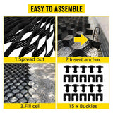 Unbranded Ground Grid 25 ft x 9.5 ft Rectangular Plastic Paver 1-Piece 237.5 sq. ft. 1885 lbs. Weight Limit & 3in. Depth Permeable