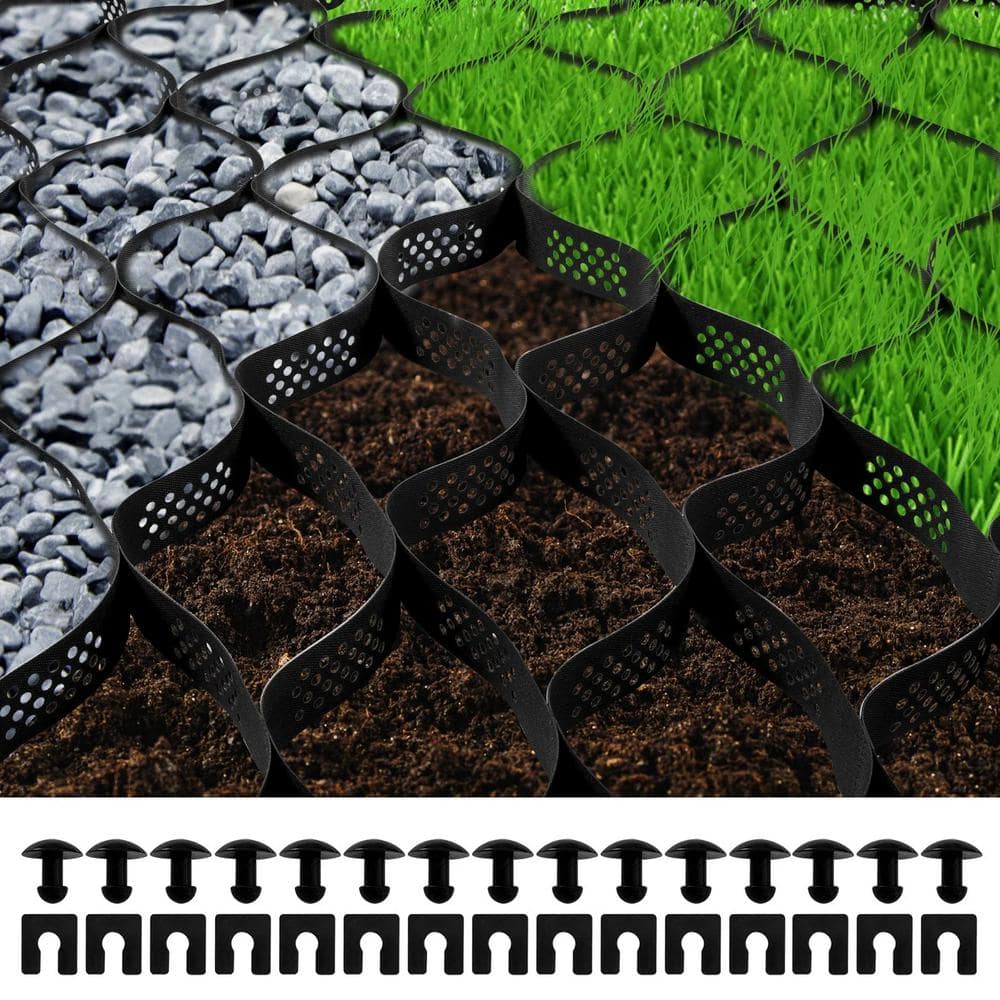 Unbranded Ground Grid 25 ft x 9.5 ft Rectangular Plastic Paver 1-Piece 237.5 sq. ft. 1885 lbs. Weight Limit & 3in. Depth Permeable