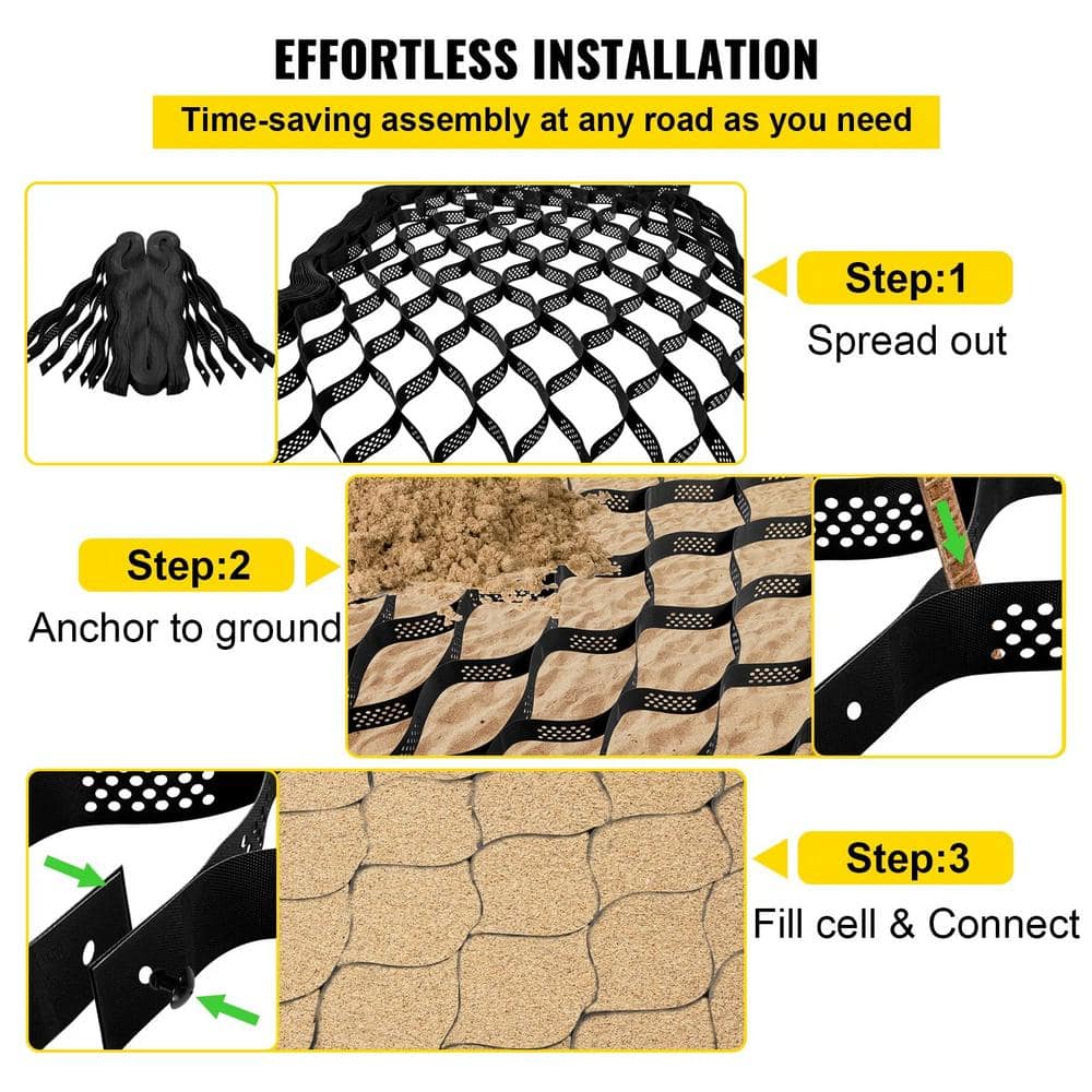 Unbranded Ground Grid 25 ft x 9.5 ft Rectangular Plastic Paver 1-Piece 237.5 sq. ft. 1885 lbs. Weight Limit & 3in. Depth Permeable