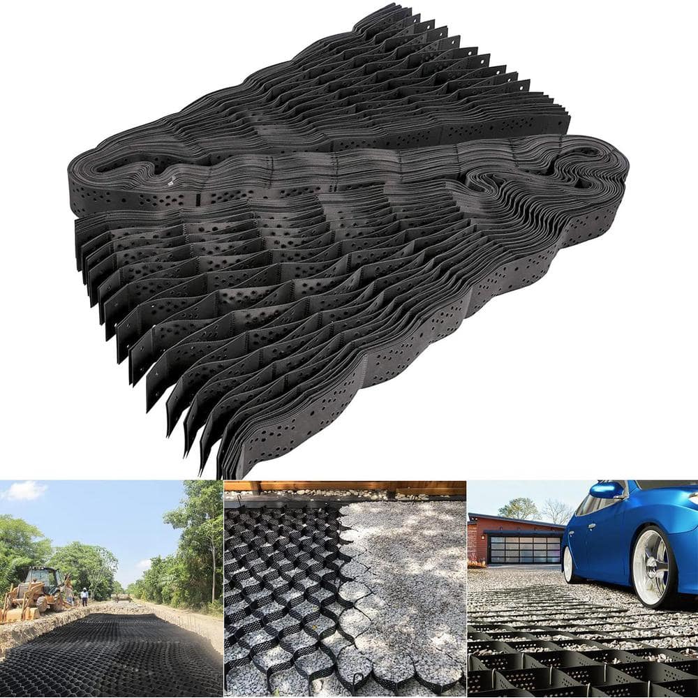 Wellco 10 ft. x 26 ft. x 2 in. S Series Plastic Ground Geo Grid Driveway Ground Pavers Geocell, with 16 J Steel Rebar