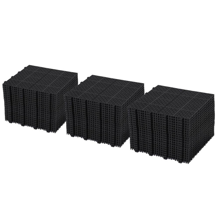 GOGEXX 12 in. x 12 in. Black Porch Rosette Pattern Interlocking Deck Tiles Plastic Flooring Waterproof Outdoor (Pack of 60)