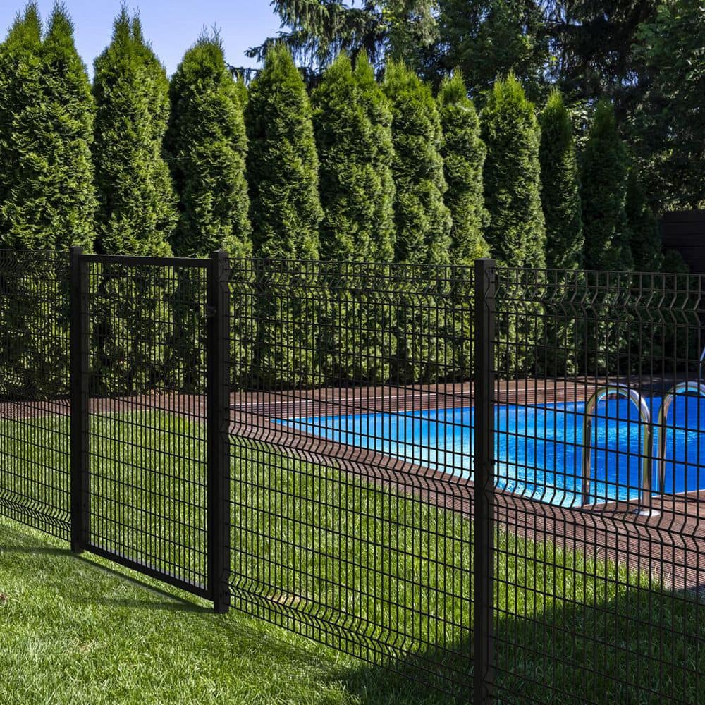 FORGERIGHT Deco Grid 5ft H x 4ft W Black Steel Gate