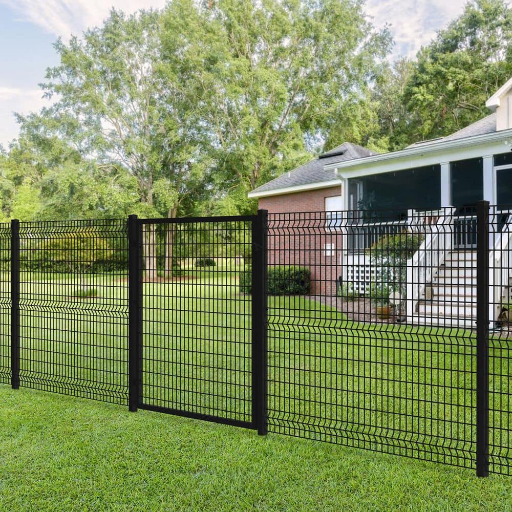 FORGERIGHT Deco Grid 5ft H x 4ft W Black Steel Gate
