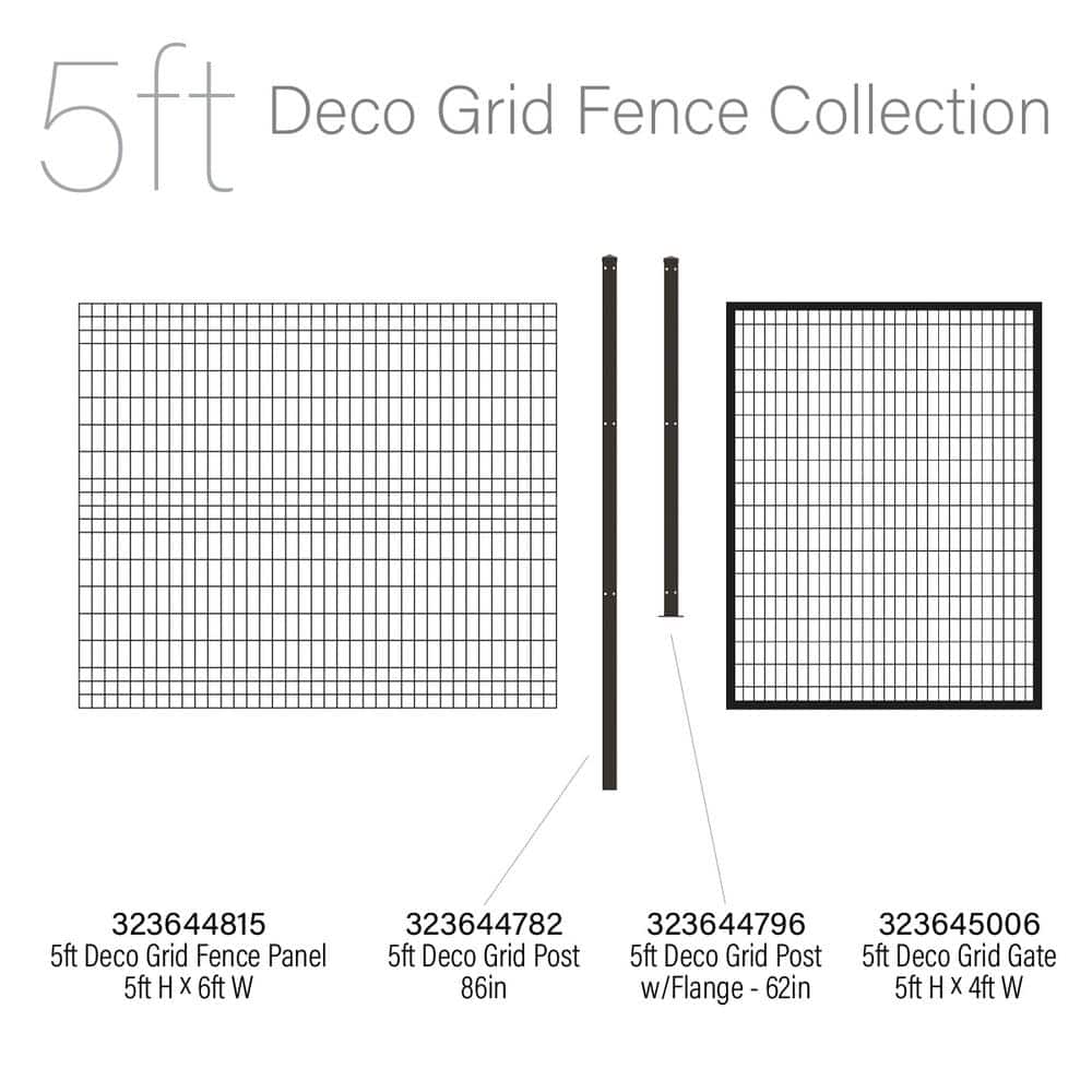FORGERIGHT Deco Grid 5ft H x 4ft W Black Steel Gate