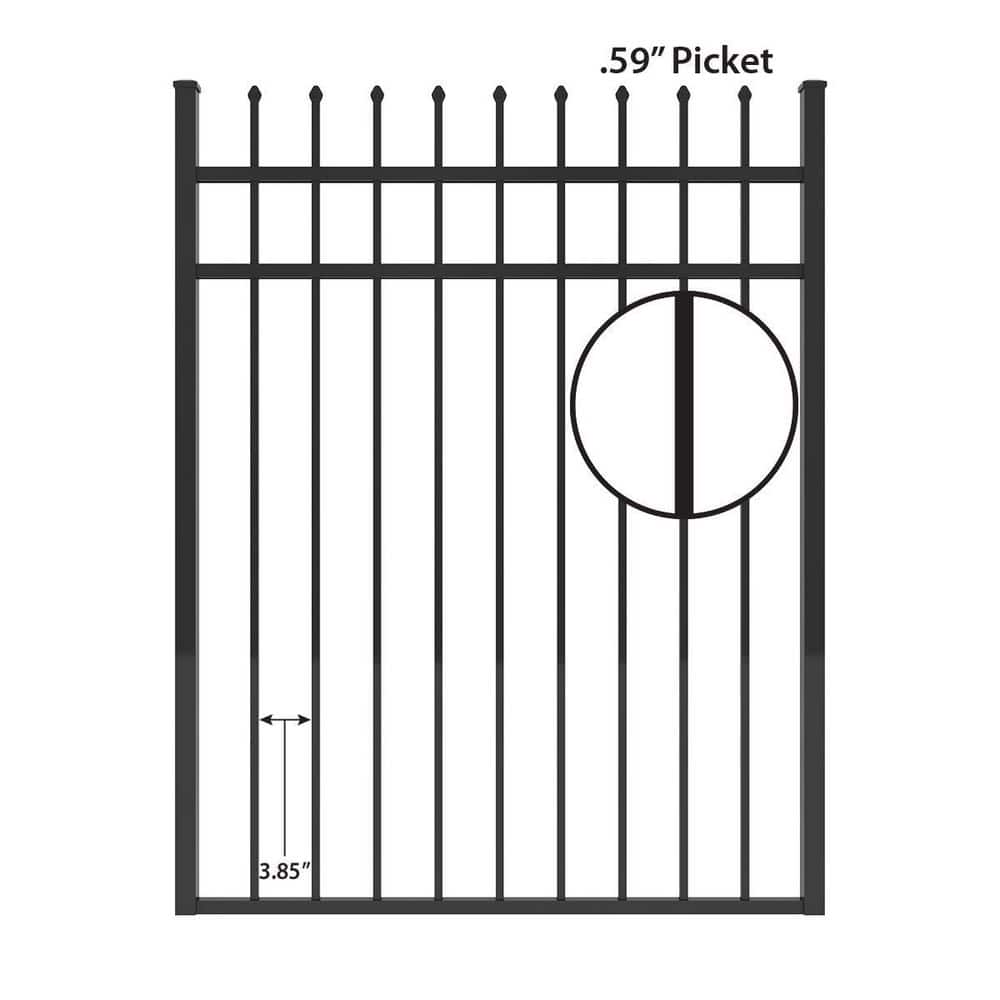 FORGERIGHT Osprey 4 ft. W x 5 ft. H Black Aluminum Fence Gate
