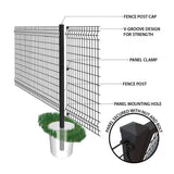 FORGERIGHT 98 in. H Deco Grid Black Steel Post with Cap, and Clips