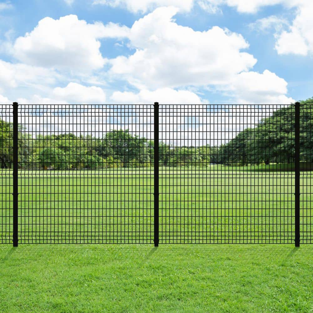 FORGERIGHT 98 in. H Deco Grid Black Steel Post with Cap, and Clips