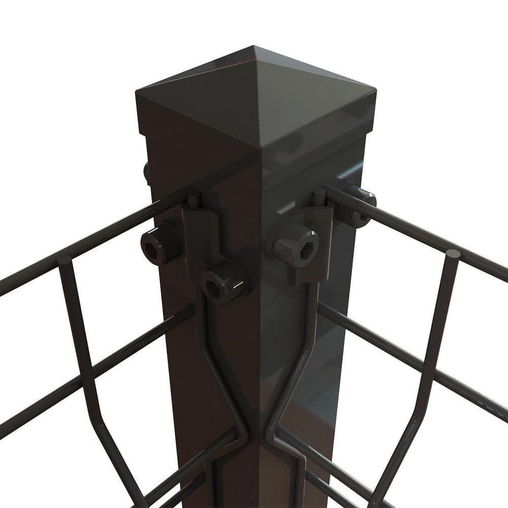 FORGERIGHT 98 in. H Deco Grid Black Steel Post with Cap, and Clips