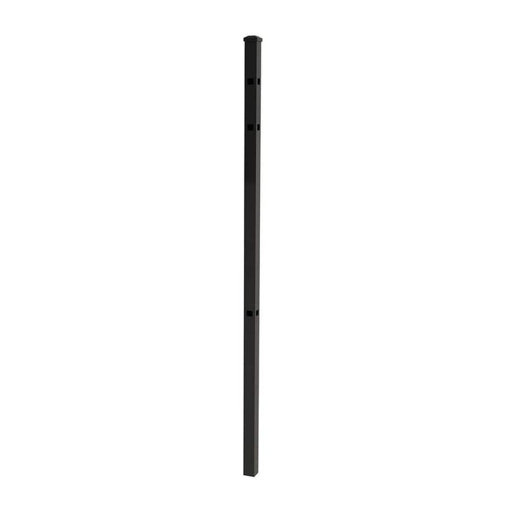 FORGERIGHT 72 in. 4 ft. Black Osprey Black Aluminum Fence Corner Post with Flat Cap