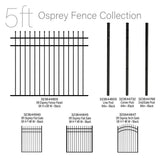 FORGERIGHT 84 in. x 5 ft. Osprey Black Aluminum Fence Line Post with Flat Cap (6-Pack)