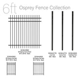 FORGERIGHT 96 in. x 6 ft. Osprey Black Aluminum Line Post with Flat Cap