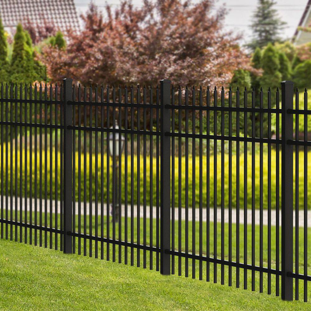 FORGERIGHT 96 in. x 6 ft. Aluminum Osprey Black Line Post with Flat Cap (6-Pack)