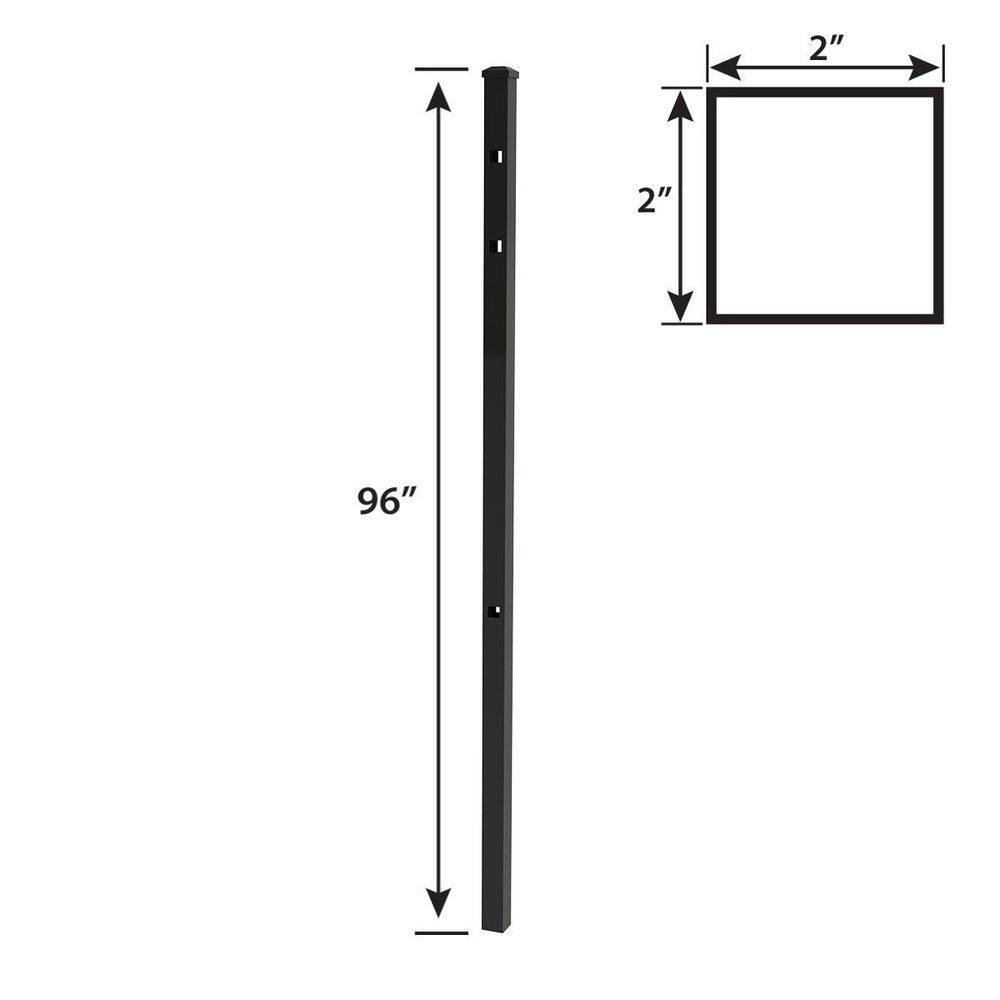 FORGERIGHT 96 in. x 6 ft. Aluminum Osprey Black Line Post with Flat Cap (6-Pack)