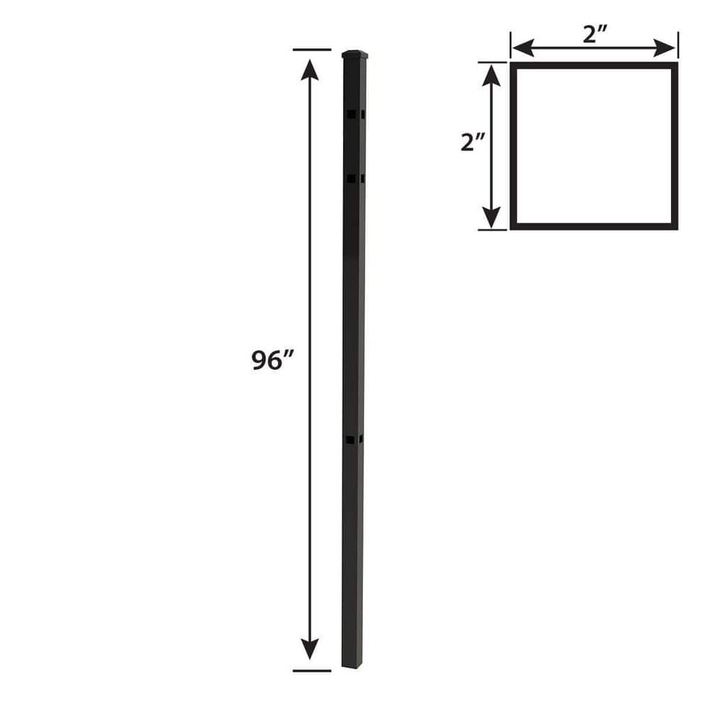 FORGERIGHT 96 in. x 6 ft. Osprey Black Aluminum Corner Post with Flat Cap