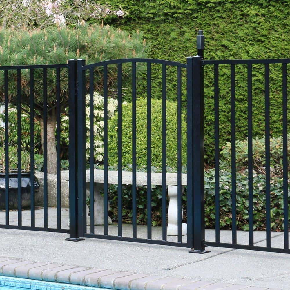 PEAK AquatinePLUS 3 ft. x 4 ft. Black Aluminum Fence Pool Gate