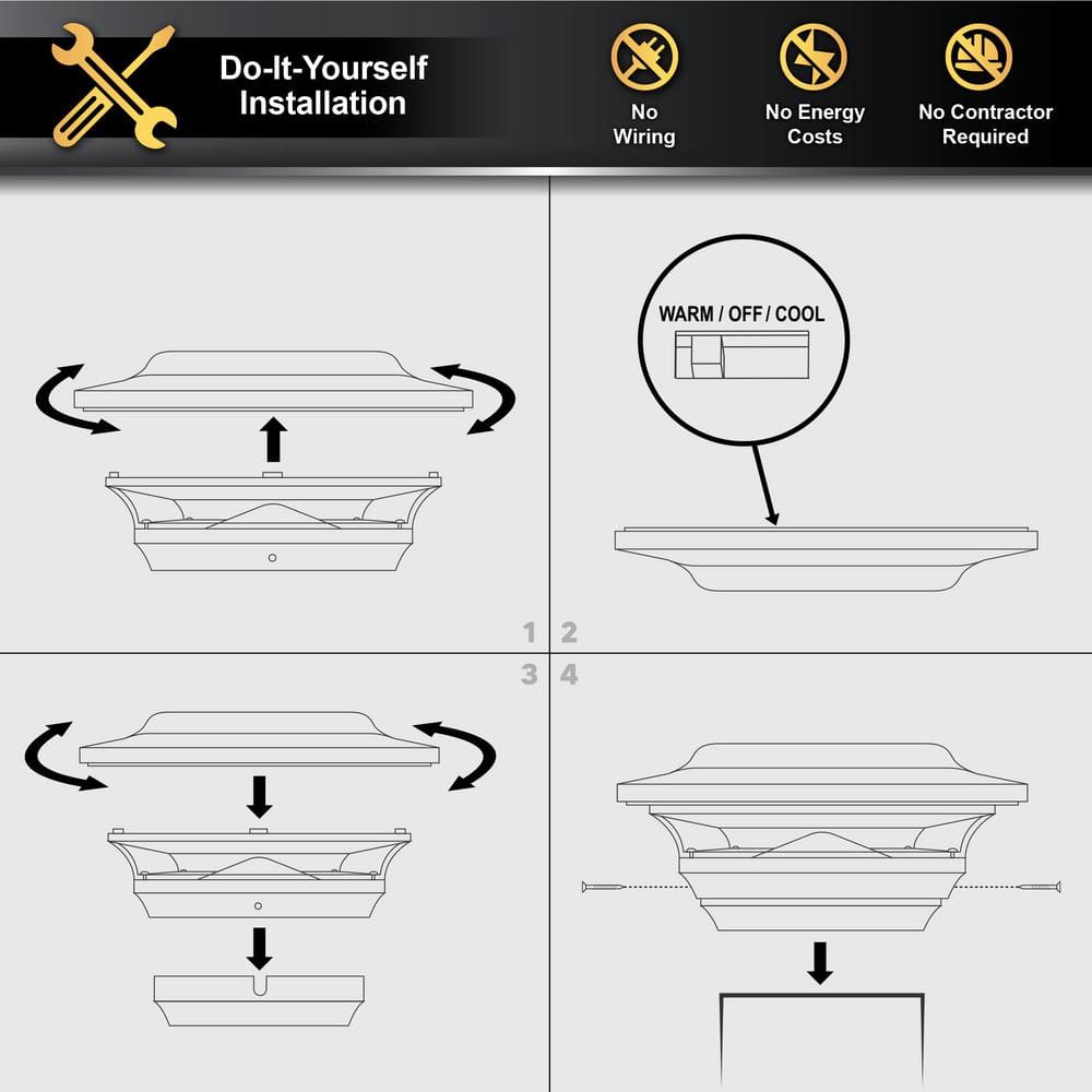 CLASSY CAPS Imperial 4 in. x 4 in. Outdoor Black Cast Aluminum LED Solar Post Cap (2-Pack)