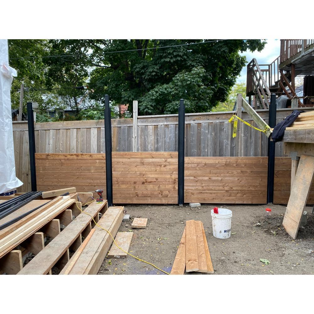 Slipfence 70 in. x 1-1/2 in. x 1-1/2 in. Black Powder Coated Aluminum Fence Channels Kit for 6 ft. High Industrial Fence