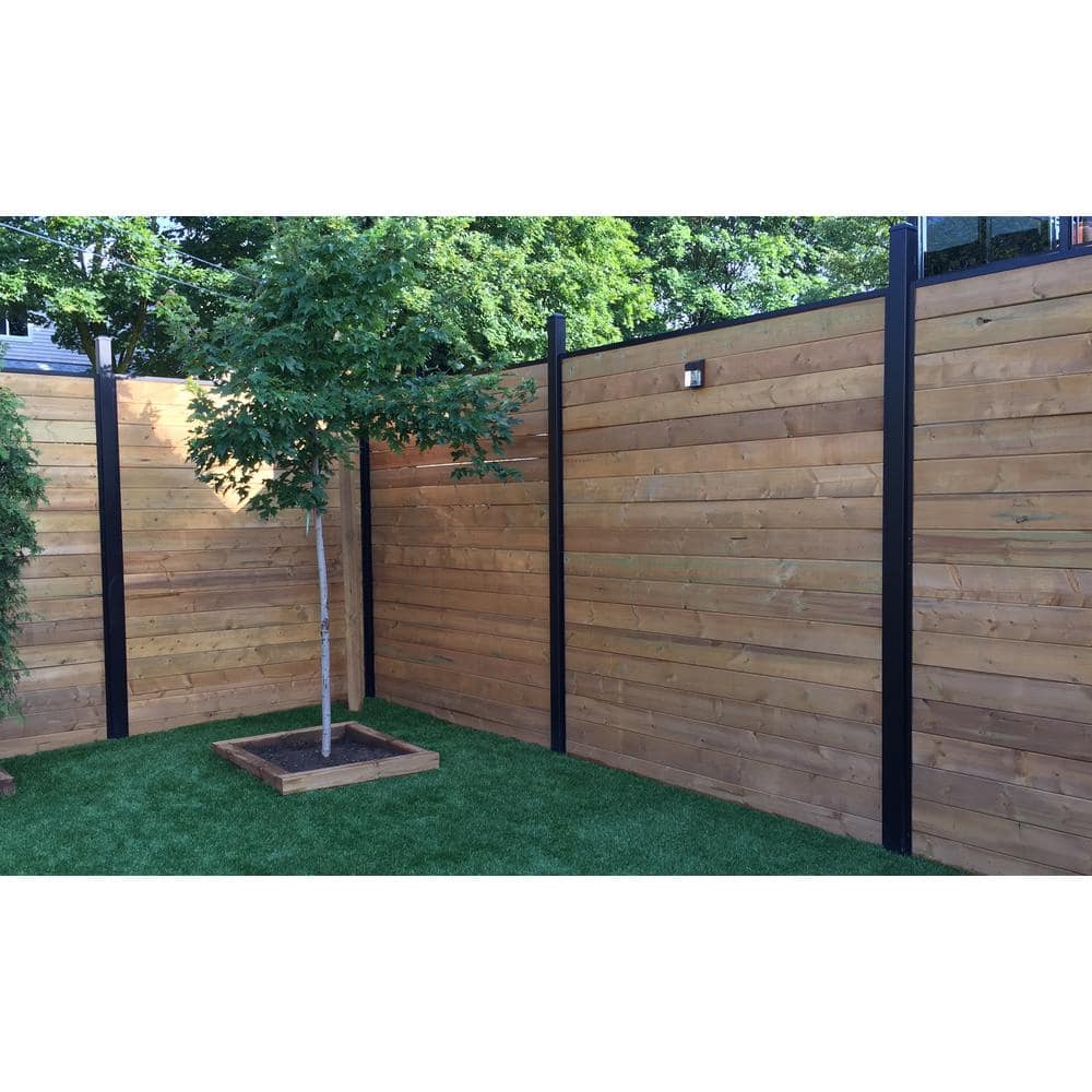 Slipfence 70 in. x 1-1/2 in. x 1-1/2 in. Black Powder Coated Aluminum Fence Channels Kit for 6 ft. High Industrial Fence