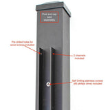 Slipfence 70 in. x 1-1/2 in. x 1-1/2 in. Black Powder Coated Aluminum Fence Channels Kit for 6 ft. High Industrial Fence