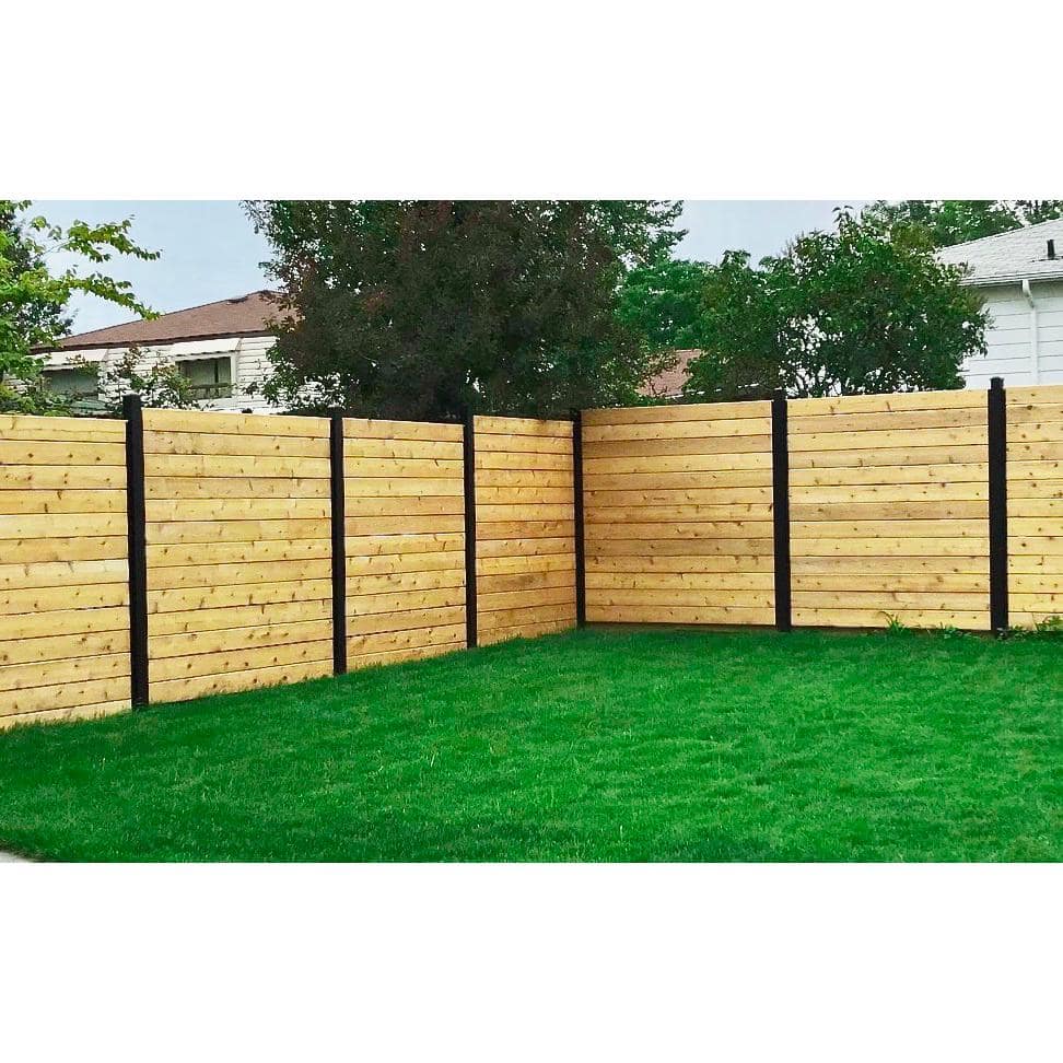 Slipfence 70 in. x 1-1/2 in. x 1-1/2 in. Black Powder Coated Aluminum Fence Channels Kit for 6 ft. High Industrial Fence