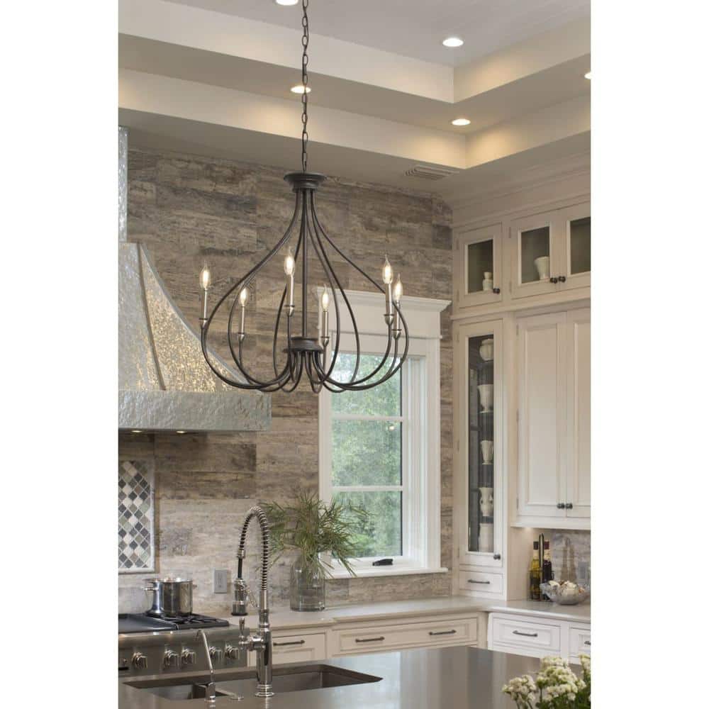Progress Lighting Whisp Collection 6-Light Graphite Farmhouse Chandelier Light