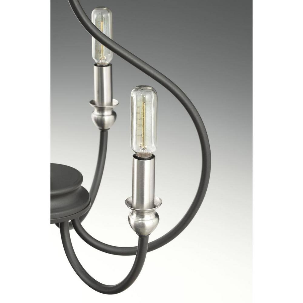 Progress Lighting Whisp Collection 6-Light Graphite Farmhouse Chandelier Light