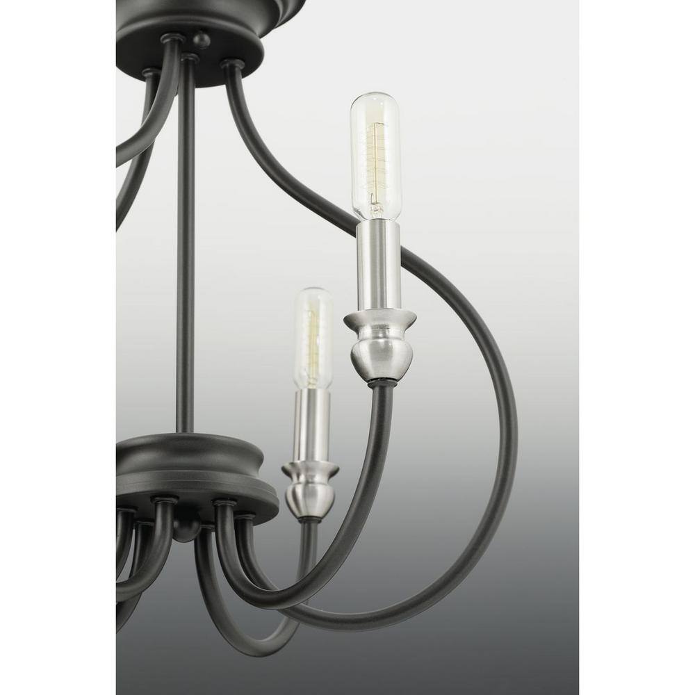 Progress Lighting Whisp Collection 6-Light Graphite Farmhouse Chandelier Light