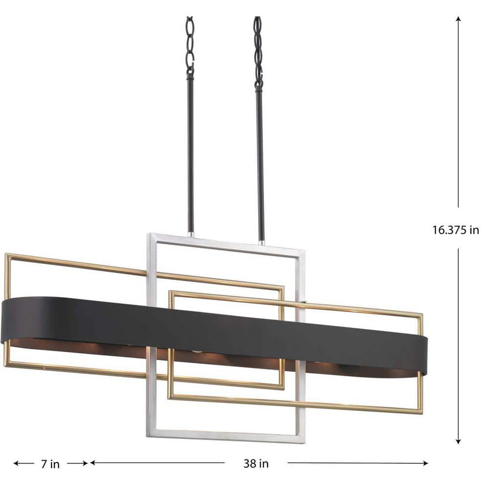 Progress Lighting Adagio Collection 6-Light Matte Black Luxe Chandelier Light