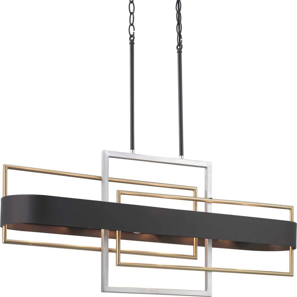 Progress Lighting Adagio Collection 6-Light Matte Black Luxe Chandelier Light