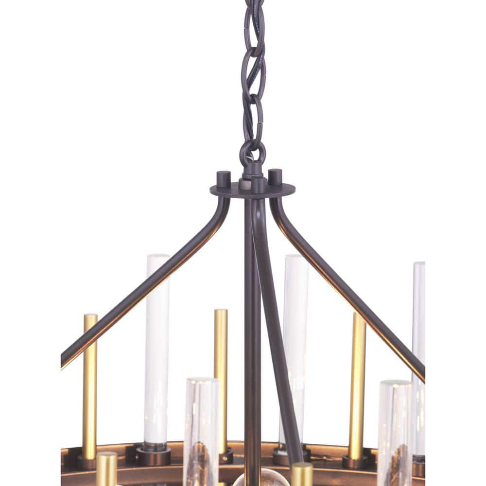 Progress Lighting Orrizo Collection 6-Light Matte Black Clear Glass Luxe Chandelier Light