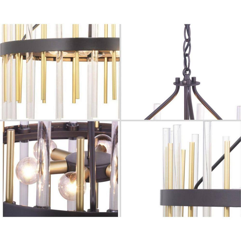 Progress Lighting Orrizo Collection 6-Light Matte Black Clear Glass Luxe Chandelier Light