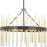 Progress Lighting Orrizo Collection 6-Light Matte Black Clear Glass Luxe Chandelier Light