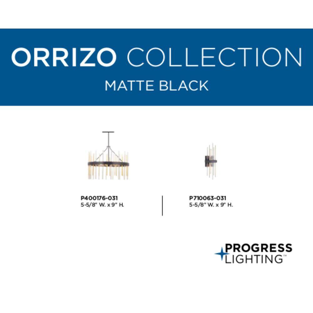 Progress Lighting Orrizo Collection 6-Light Matte Black Clear Glass Luxe Chandelier Light